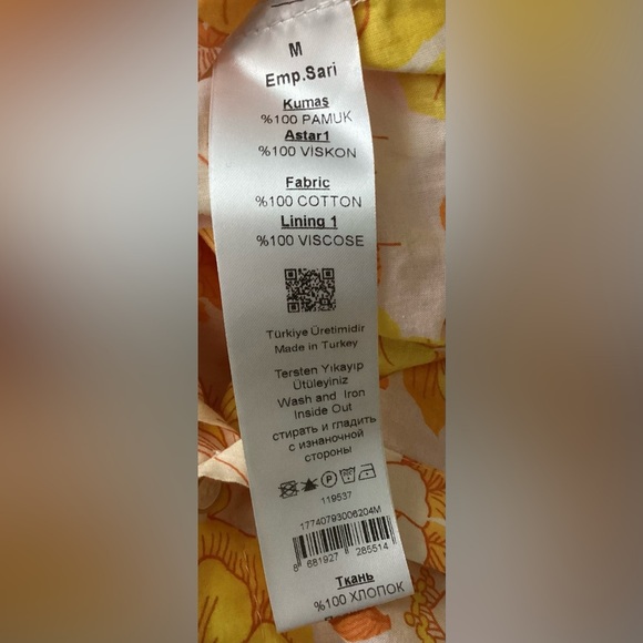 adL yellow, orange and white womens button down light cotton shirt. Med - Picture 8 of 9